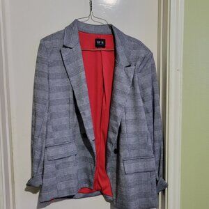 No. 11 Gray Plaid Blazer with Red Lining